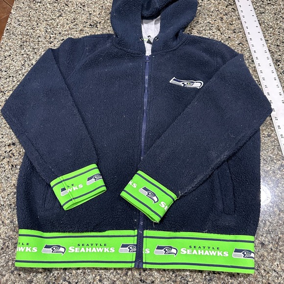 NFL Seattle Seahawks Jacket Women Size L Blue Green Full Zip FLAW - Picture 1 of 9